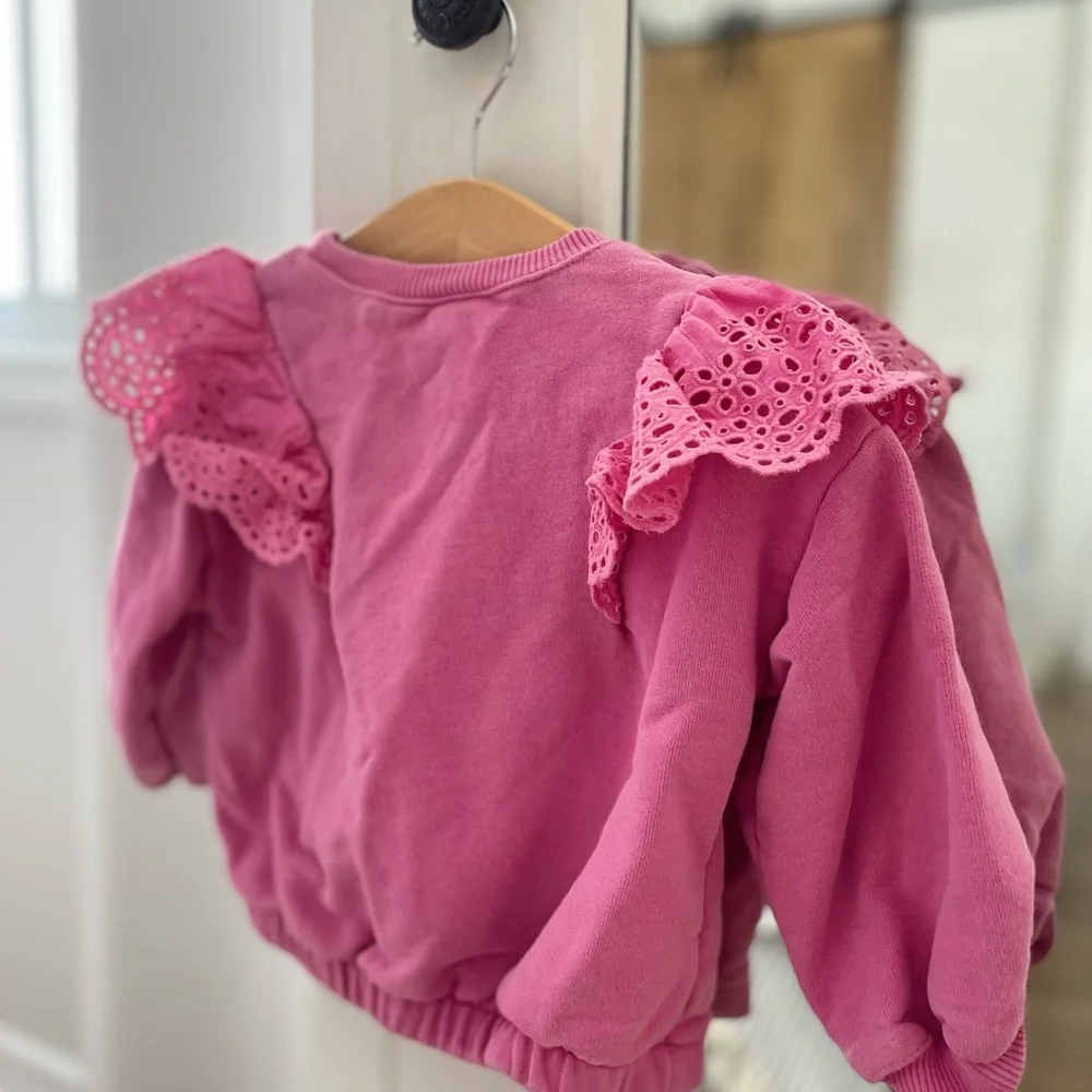 Zara Pink Ruffled Kids Sweater - Picture 4 of 4